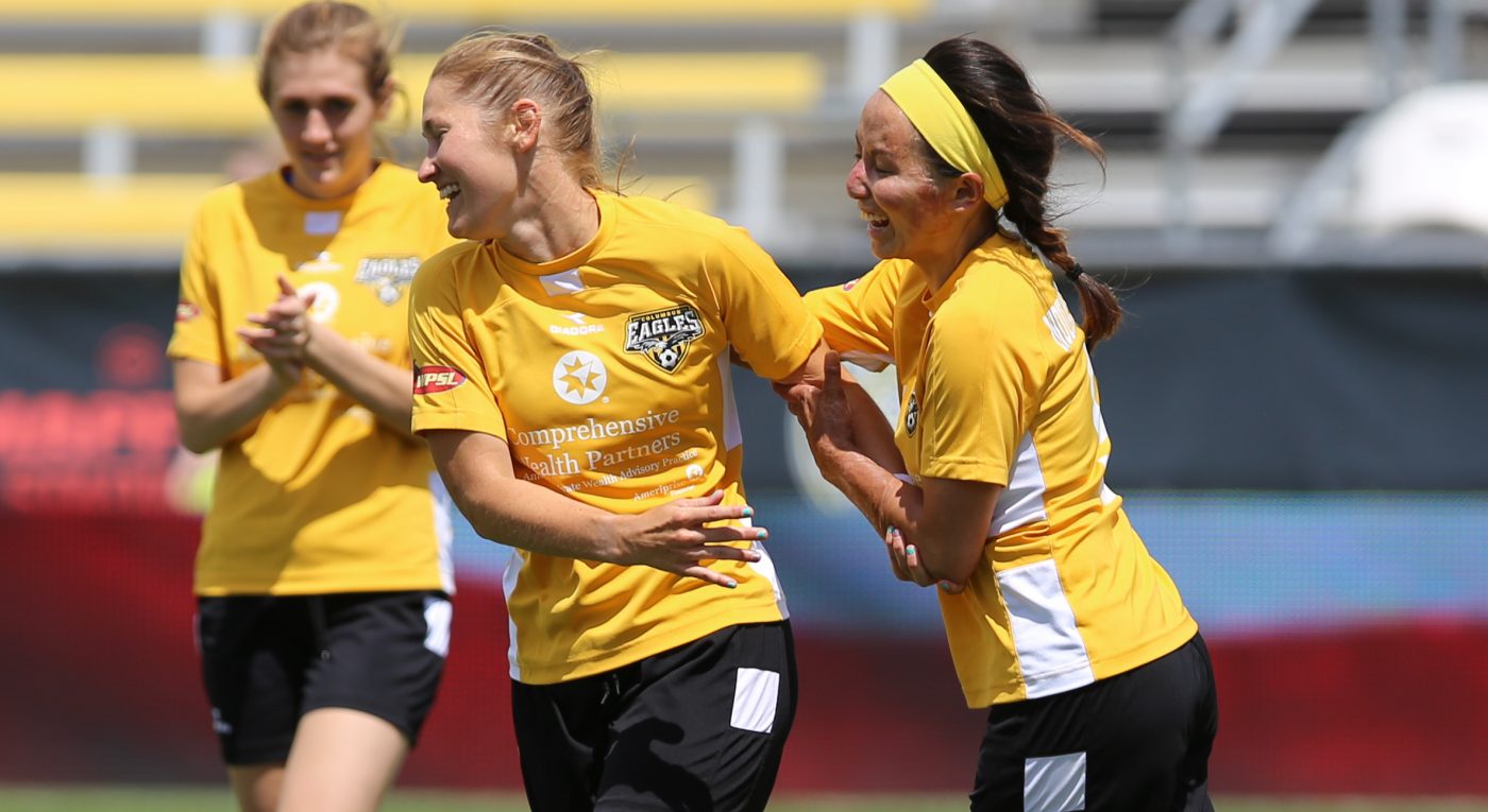 Celebrating Erin Brockway's big goal at MAPFRE Stadium | Ken Tishenkel