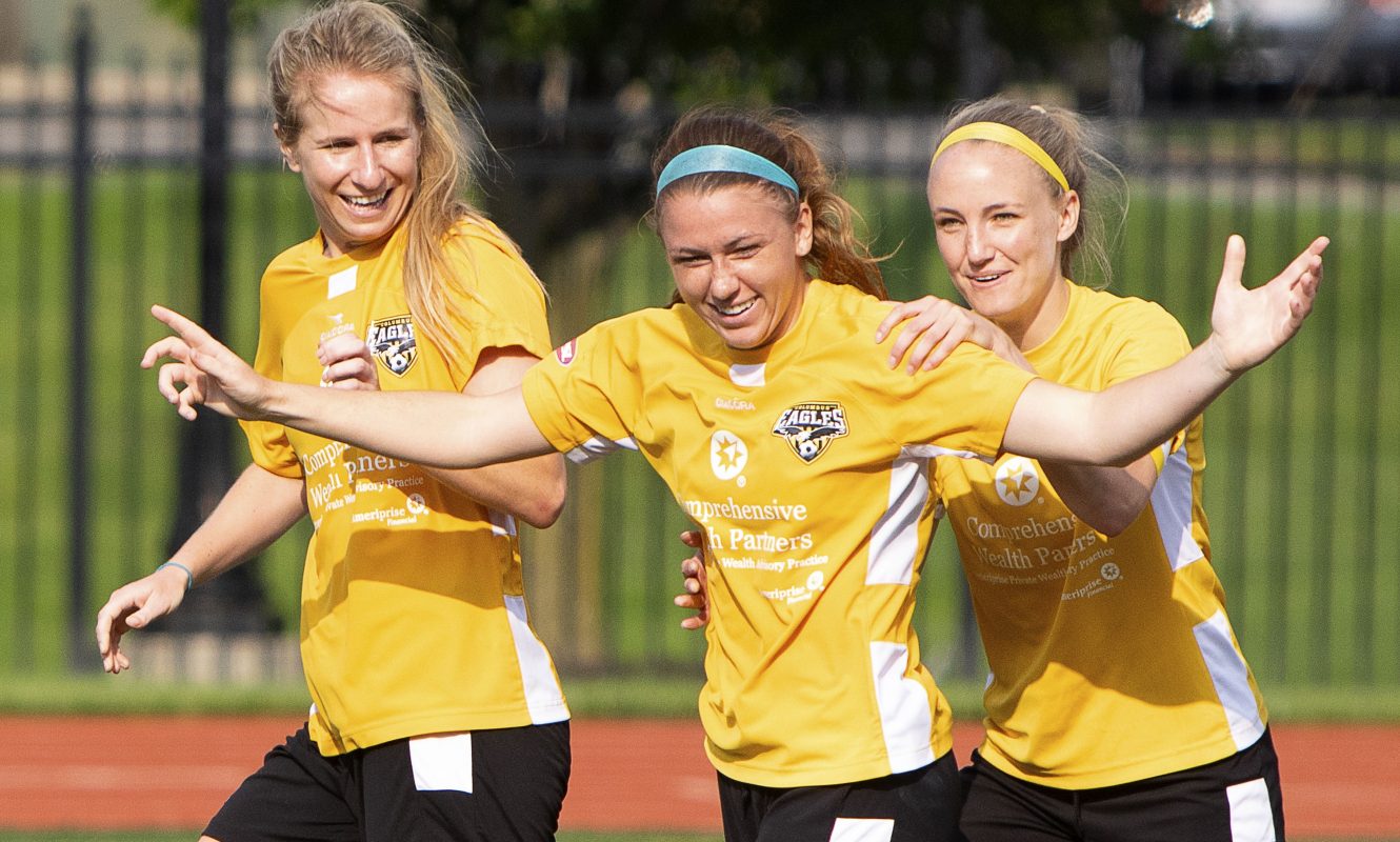 Ashley Gogolin celebrates her first goal as an Eagle | Daniel Herlensky