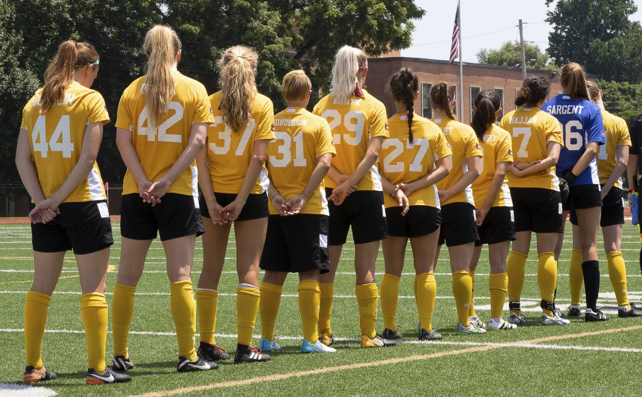 The Eagles lined up before a 3-0 win over Indy Saints FC on June 30, 2018 at Otterbein University's Memorial Stadium | Daniel Herlensky