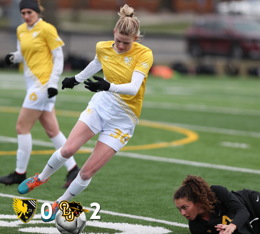 Eagles' forward Natalie Horner dribbles around a defender in the club's match against Ohio Dominican University on March 31, 2019 | Ken Tishenkel